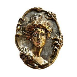 Stamped Brass Gibson Girl Pin Brooch Victorian